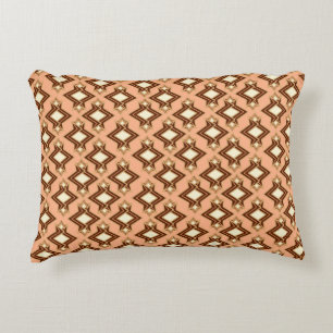 Art Deco Wallpaper Pattern, Coral and Brown Accent Pillow