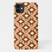 Art Deco Wallpaper Pattern, Coral and Brown