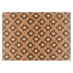 Art Deco Wallpaper Pattern, Coral and Brown Cutting Board