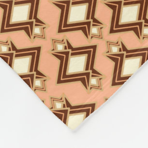 Art Deco Wallpaper Pattern, Coral and Brown Fleece Blanket
