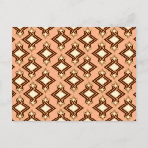 Art Deco Wallpaper Pattern, Coral and Brown Postcard
