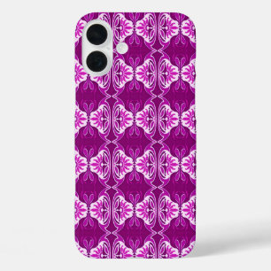 Art Deco wallpaper pattern - deep purple and white iPhone 16 Plus Case