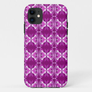 Art Deco wallpaper pattern - deep purple and white iPhone 11 Case