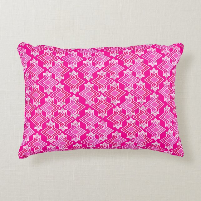 Art Deco Wallpaper Pattern, Fuchsia Pink Decorative Pillow (Front)