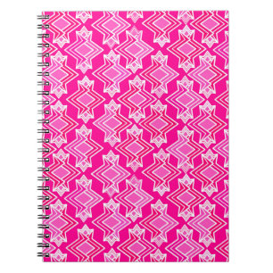Art Deco Wallpaper Pattern, Fuchsia Pink Notebook