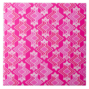 Art Deco Wallpaper Pattern, Fuchsia Pink Tile