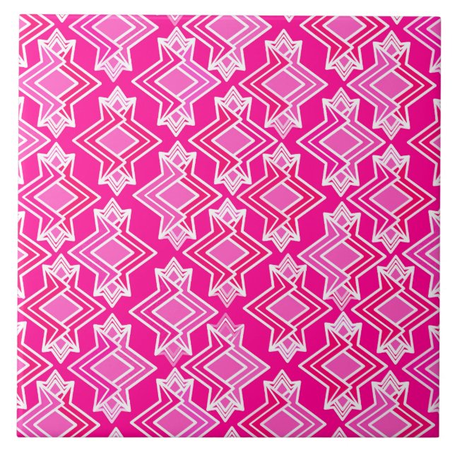 Art Deco Wallpaper Pattern, Fuchsia Pink Tile (Front)