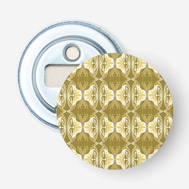 Art Deco wallpaper pattern - gold and white Bottle Opener (Front)