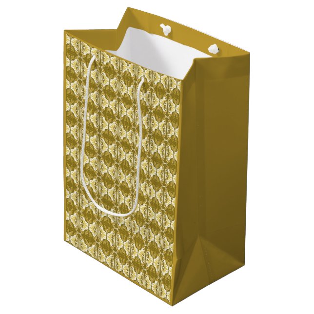 Art Deco wallpaper pattern - gold and white Medium Gift Bag (Front Angled)