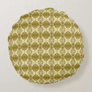 Art Deco wallpaper pattern - gold and white Round Pillow