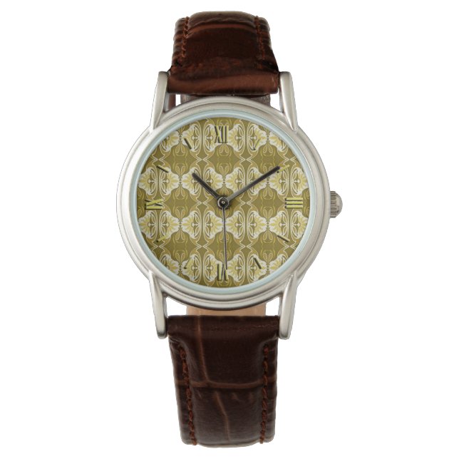 Art Deco wallpaper pattern - gold and white Watch (Front)