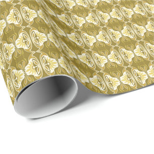 Art Deco wallpaper pattern - gold and white Wrapping Paper