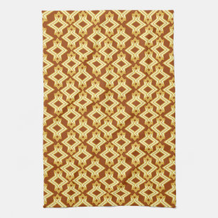 Art Deco Wallpaper Pattern, Golden Brown Kitchen Towel