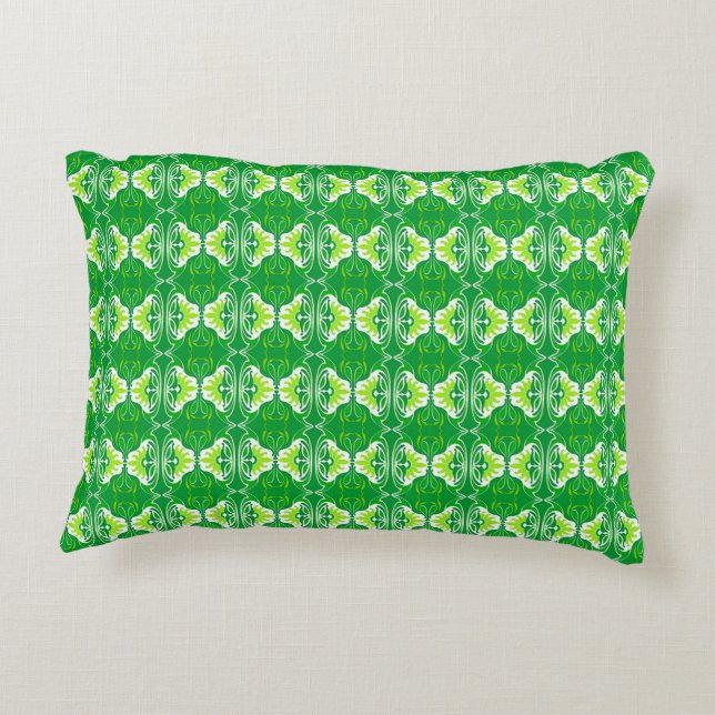 Art Deco wallpaper pattern - green and white Accent Pillow (Back)
