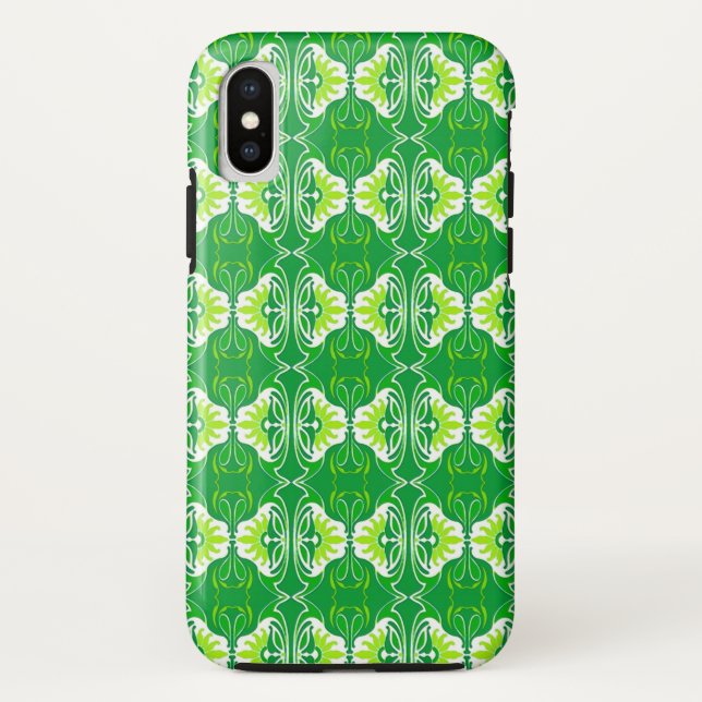 Art Deco wallpaper pattern - green and white Case-Mate iPhone Case (Back)