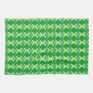 Art Deco wallpaper pattern - green and white Kitchen Towel