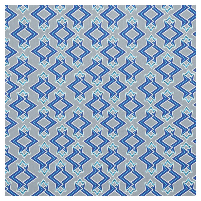 Art Deco Wallpaper Pattern, Grey / Grey and Blue Fabric (Swatch)