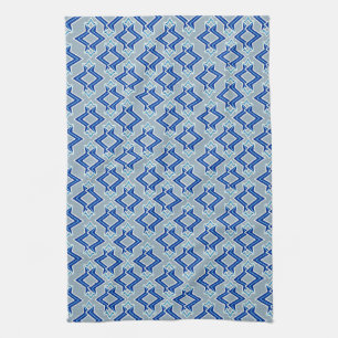 Art Deco Wallpaper Pattern, Grey / Grey and Blue Kitchen Towel