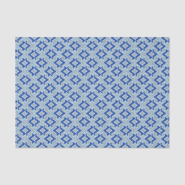 Art Deco Wallpaper Pattern, Grey / Grey and Blue Tissue Paper (Front)
