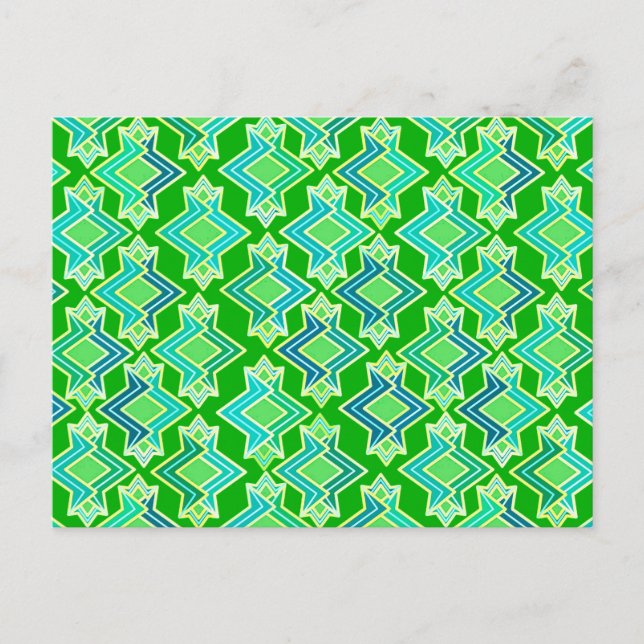 Art Deco Wallpaper Pattern, Jade Green Postcard (Front)