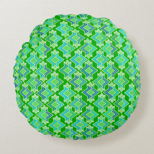Art Deco Wallpaper Pattern, Jade Green Round Pillow