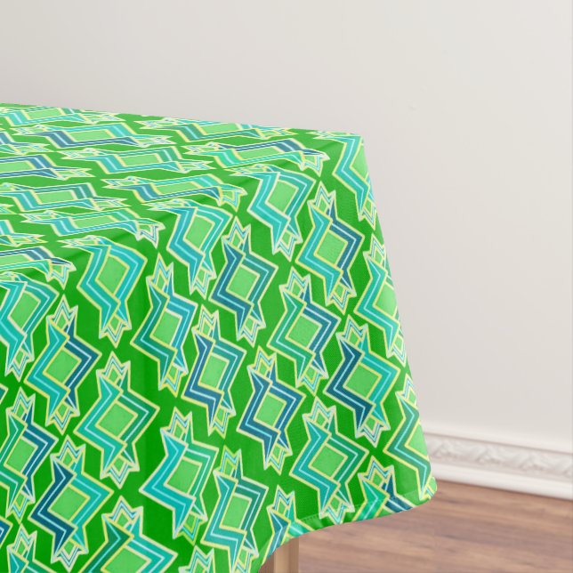 Art Deco Wallpaper Pattern, Jade Green Tablecloth (In Situ)