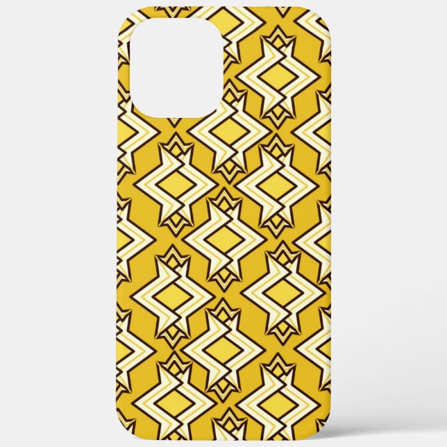 Art Deco Wallpaper Pattern, Mustard Gold Case-Mate iPhone Case (Back)