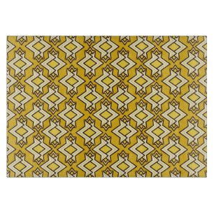 Art Deco Wallpaper Pattern, Mustard Gold Cutting Board