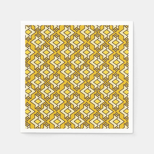 Art Deco Wallpaper Pattern, Mustard Gold Napkin (Front)