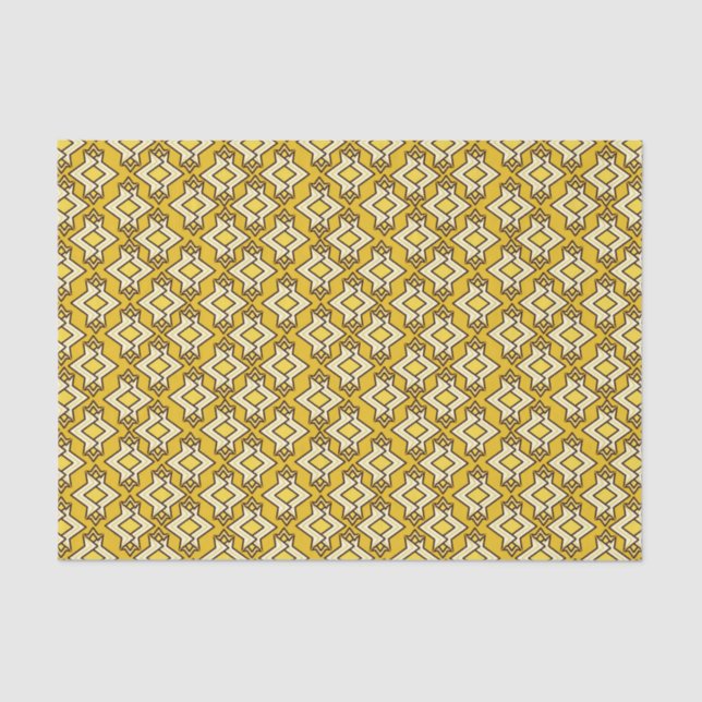 Art Deco Wallpaper Pattern, Mustard Gold Tissue Paper (Front)