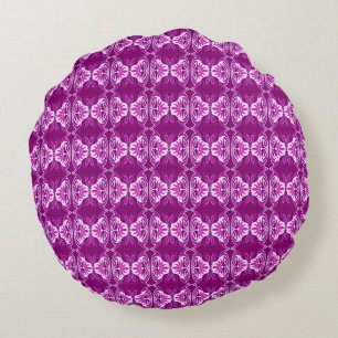 Art Deco wallpaper pattern - purple and white Round Pillow