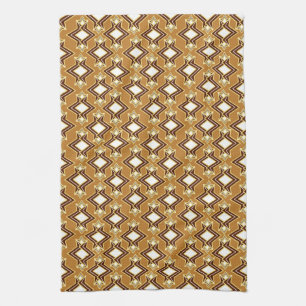 Art Deco Wallpaper Pattern, Tan and Brown Kitchen Towel