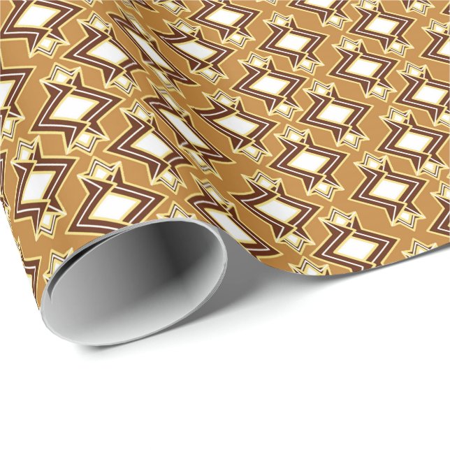 Art Deco Wallpaper Pattern, Tan and Brown Wrapping Paper (Roll Corner)