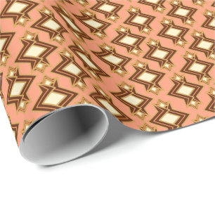 Art Deco Wallpaper Pattern, Terracotta / Rust Wrapping Paper