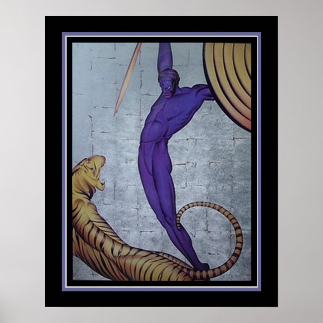 Art déco 'Warrior & Tiger' Impression par Major Fe (Devant)