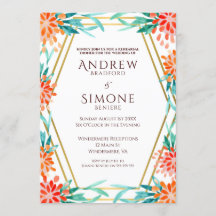 Art Deco Watercolor Rehearsal Dinner Invitation