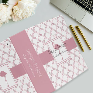 Art Deco Wave Patten Pink Flamingo Binder