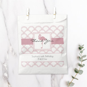 Art Deco Wave Patten Pink Flamingo Birthday Favour Bag