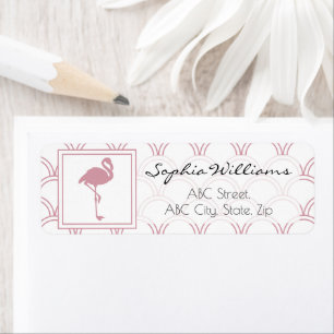 Art Deco Wave Patten Pink Flamingo Return Address
