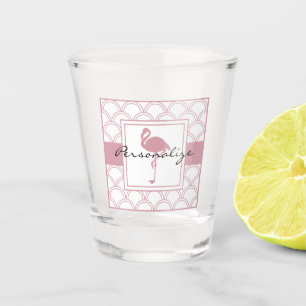 Art Deco Wave Patten Pink Flamingo Shot Glass