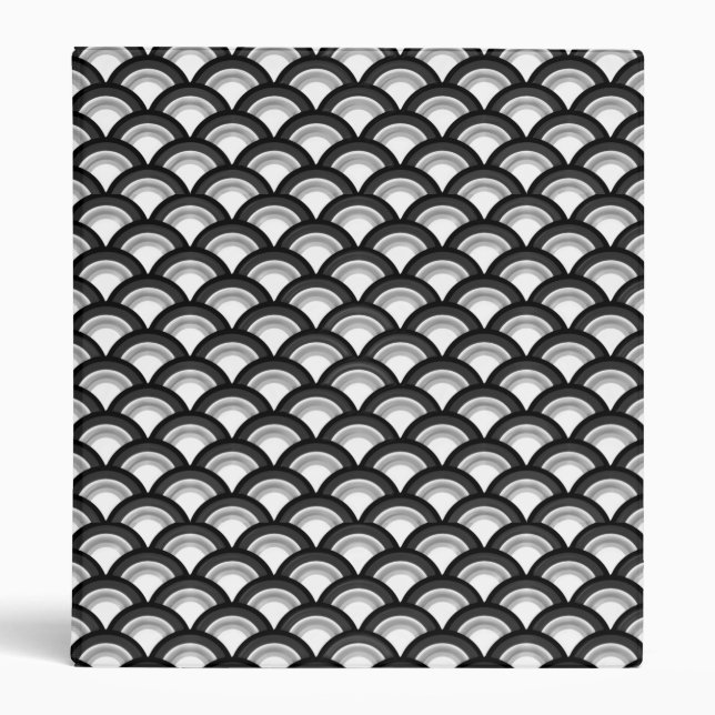 Art Deco wave pattern - black and white Binder (Front)