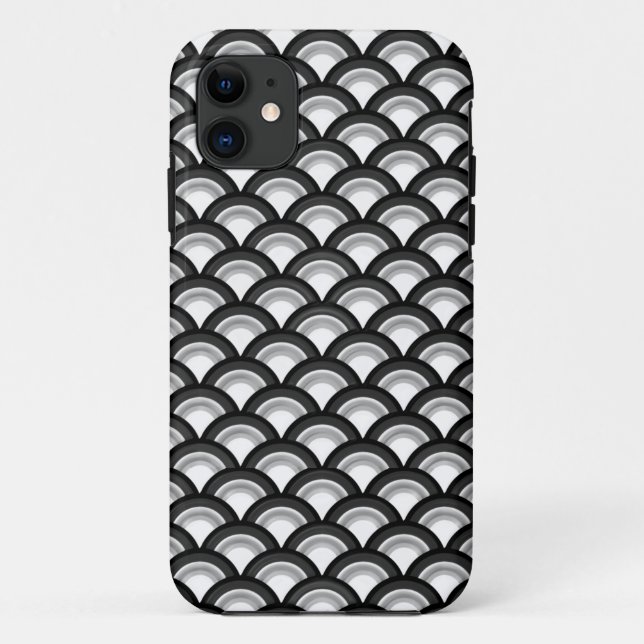 Art Deco wave pattern - black and white Case-Mate iPhone Case (Back)