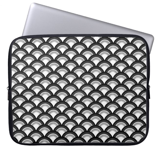Art Deco wave pattern - black and white Laptop Sleeve (Front)