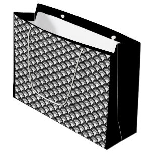 Art Deco wave pattern - black and white Large Gift Bag