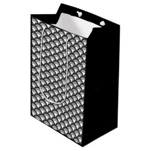 Art Deco wave pattern - black and white Medium Gift Bag