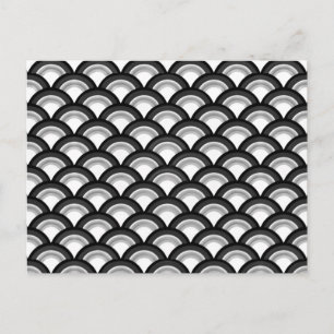 Art Deco wave pattern - black and white Postcard