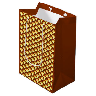 Art Deco wave pattern - chocolate and yellow Medium Gift Bag