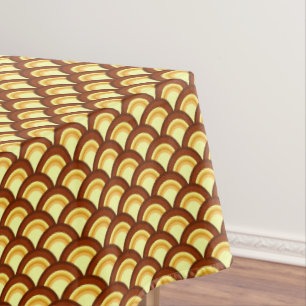 Art Deco wave pattern - chocolate and yellow Tablecloth