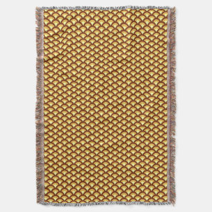 Art Deco wave pattern - chocolate and yellow Throw Blanket