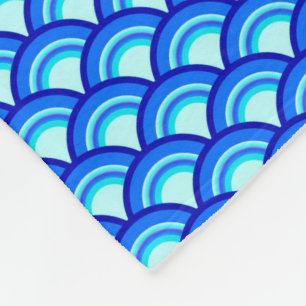 Art Deco wave pattern - cobalt and sky blue Fleece Blanket